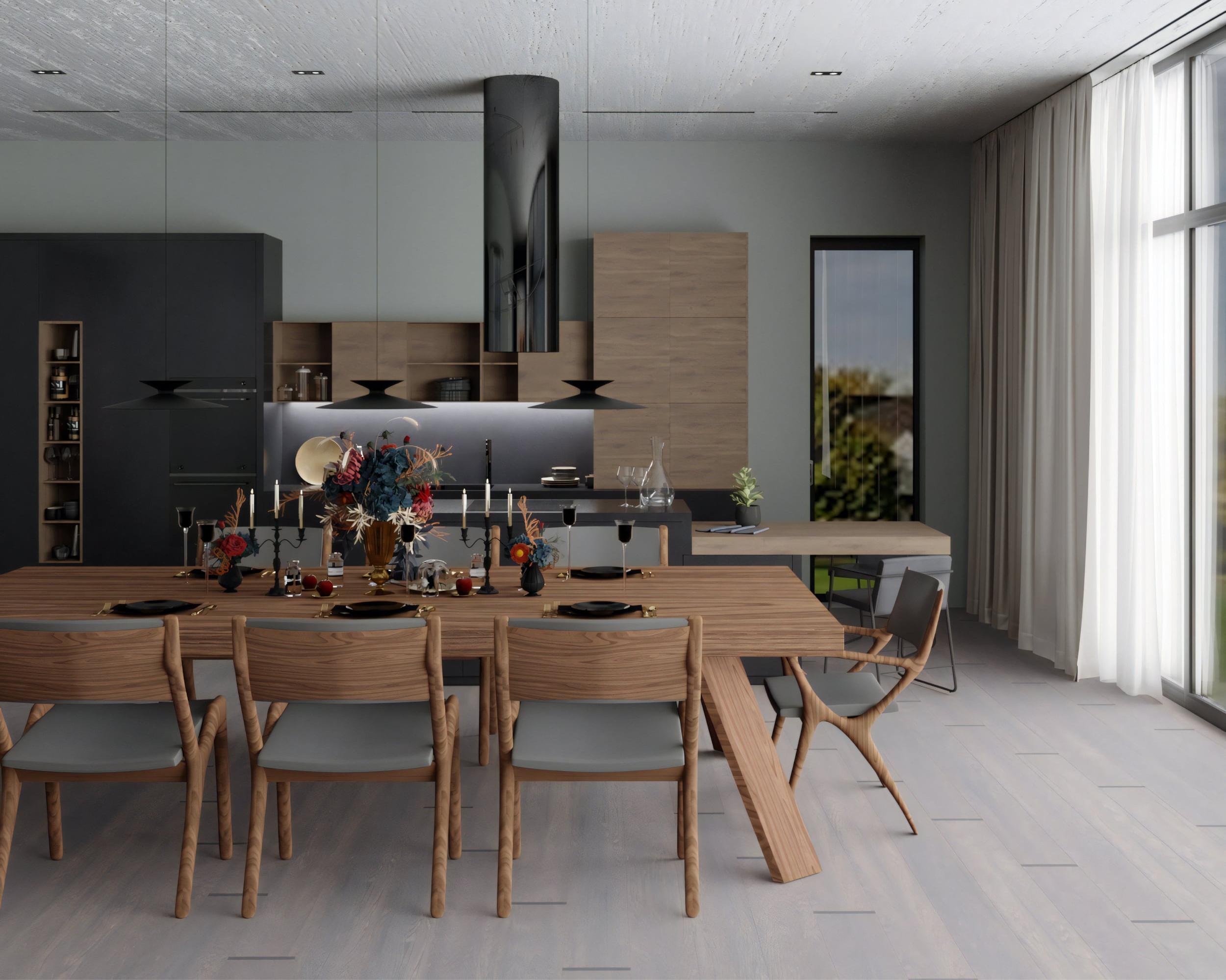 Кухня-гостиная в частном доме в Гродно